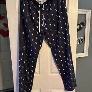 Men's Navy Pajama Pants with White Pattern